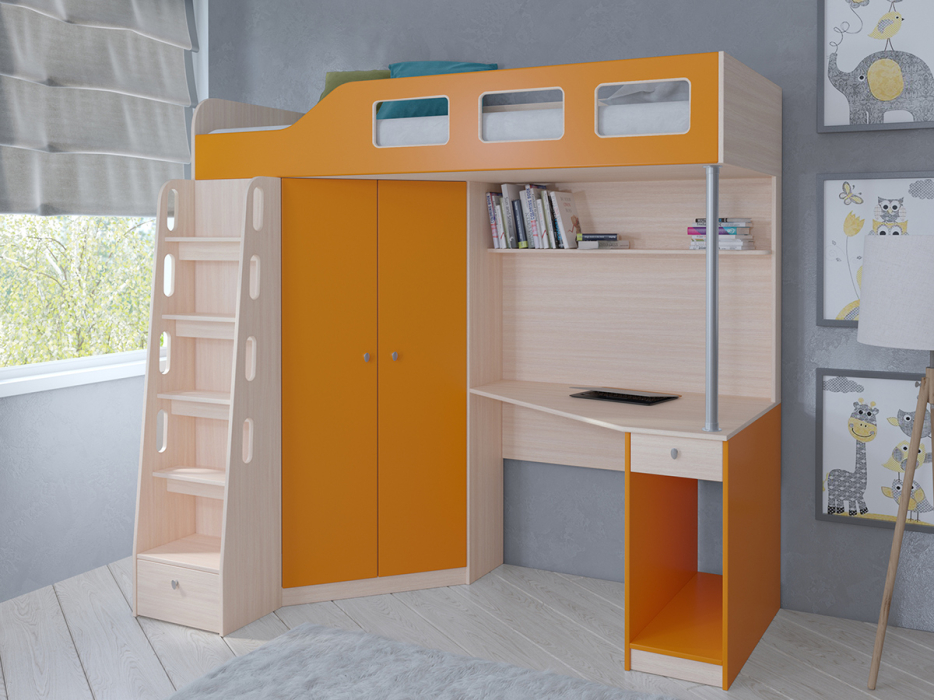 Кровати-чердаки, Кровать-чердак Астра 7 Дуб молочный