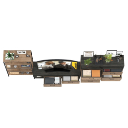 Стеллаж открытый с ТВ-тумбой и двумя комодами с тремя ящиками Трувор № 98