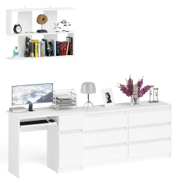 Комод шесть ящиков Мори МК1380.6 со столом с ящиком и дверкой справа и полка