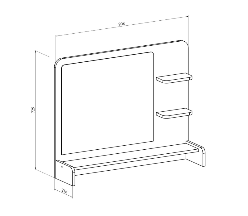 Зеркала в спальню, Полка с зеркалом ТН-3