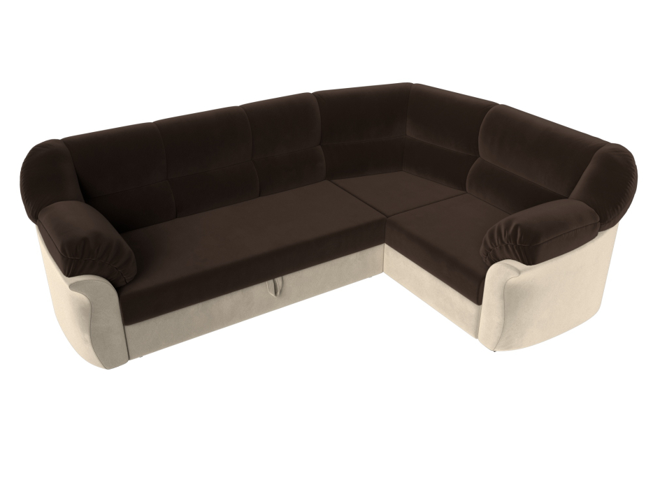 Диваны угловые в гостиную, Диван угловой Карнелла правый угол, микровельвет