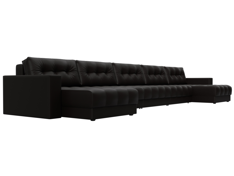 Диваны еврокнижки, Диван П-образный с декором Лига-049 НПБ Мегалонг, экокожа GRIFON