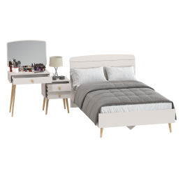 Кровать полутораспальная 1200 Афина и косметический столик с зеркалом на высоких ножках