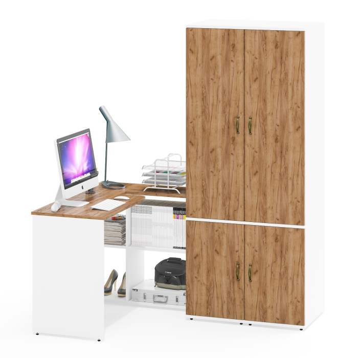 Домашние кабинеты, Два узких бельевых шкафа Лидер-8 и столик-трансформер