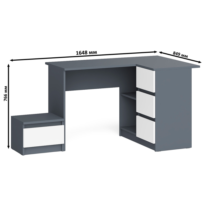 Угловые, Угловой компьютерный стол Мори МС-16 правый с тумбой ТМП400