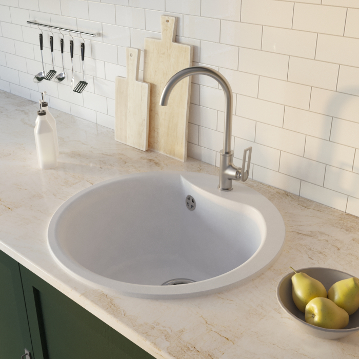 Кухонные мойки, Мойкa ML-GM12 круглая, 480мм (глуб. чаши 210) NEW*