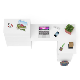 Высокий комод 700 пять ящиков и угловой компьютерный стол МС-16 правый серии Мори