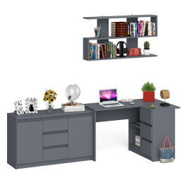 Стол компьютерный угловой МС-16 правый с навесной полкой и тумбой МК-1200.3 Мори