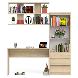 Стеллаж-комод Мори с письменным столом на 1200 и навесной полкой на 1200