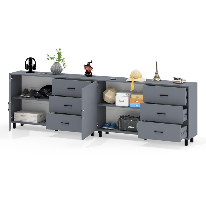 Комоды, Тумба-комод с двумя дверками и шестью ящиками 122-1504