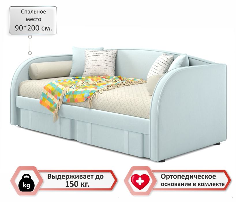 Кровати, Мягкая кровать Elda 900 с ортопедическим основанием и матрасом PROMO B COCOS