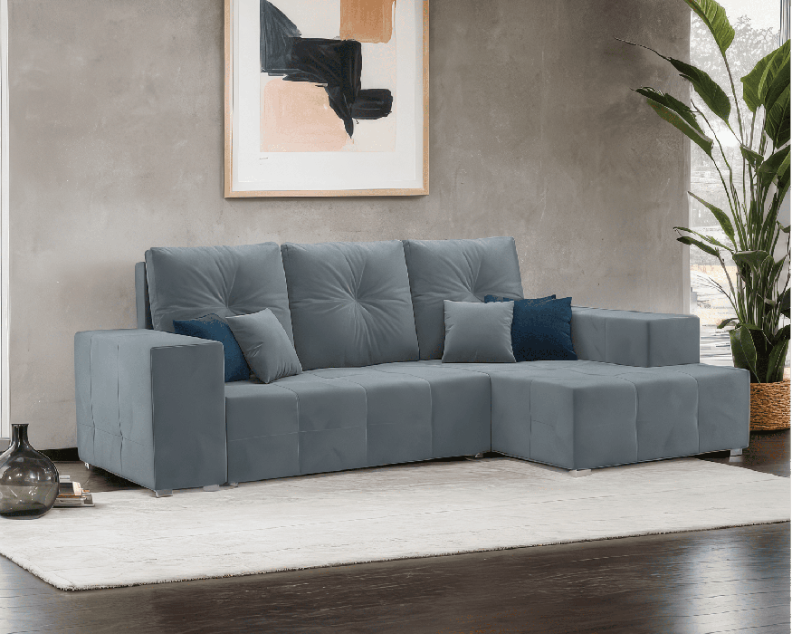 Диваны угловые в гостиную, Диван угловой Монреаль Правый угол (Велюр)