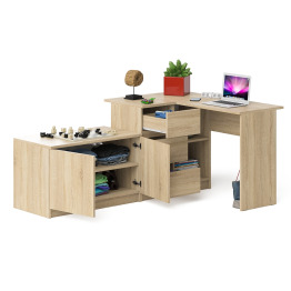 Компьютерный угловой стол левое исполнение с широкой тумбой Мори МА-900