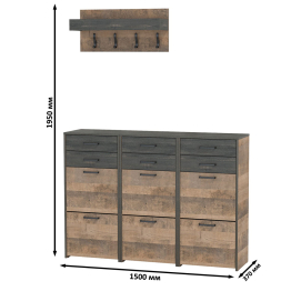 Три обувницы с ящиками и вешалка с крючками Трувор