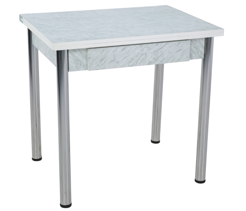 Обеденные столы, Стол обеденный раскладной с ящиком 80 Хром