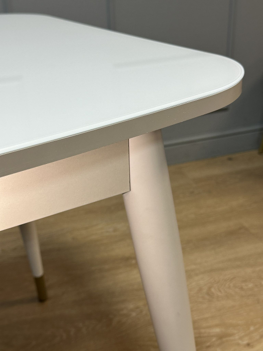 Обеденные столы, Стол Kenner K1200 раздвижной, стекло белое глянец