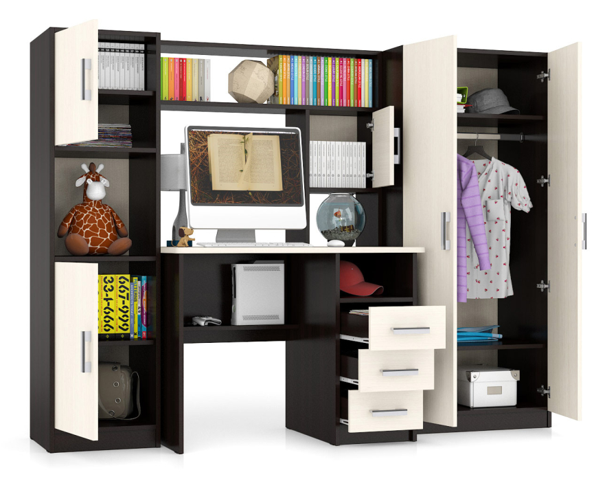 Домашние кабинеты, Компьютерный стол с пеналом и шкафом МД-СК-9