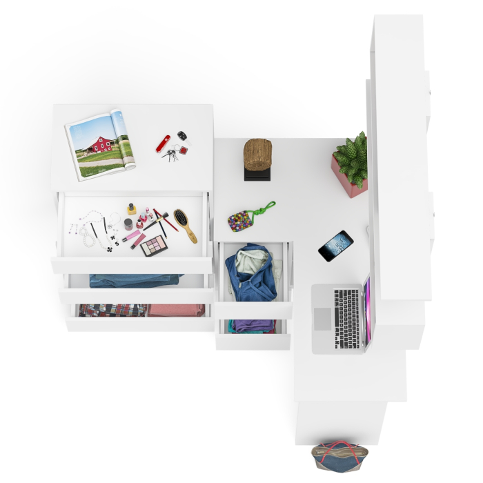 Домашние кабинеты, Угловой компьютерный стол Мори МС-16 левый с навесной полкой и высоким комодом на 5-ть ящиков