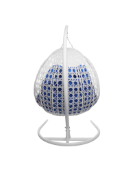 Подвесное кресло ДЛЯ ДВОИХ ЛЮКС с ротангом белое