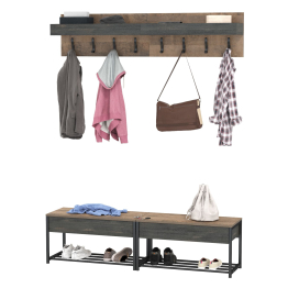 Широкая обувница с сиденьем и вешалкой для одежды в прихожую Трувор