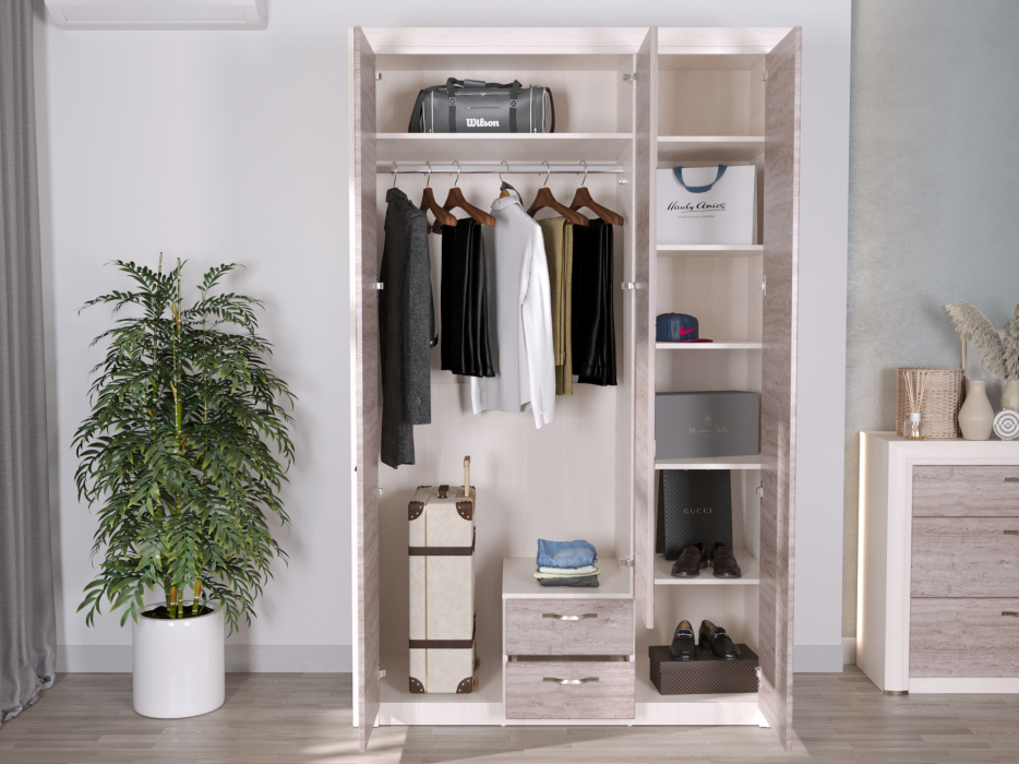 Для одежды, Шкаф 3D2S Z, OLIVIA