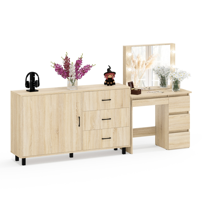 Туалетные столики, Столик косметический с подсветкой Сура и тумба-комод 122-1504