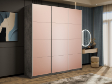 Шкафы-купе 3-х дверные, Шкаф-купе Прайм Широкий 3-х дверный Стекла пудра/Доводчики 240х57х230
