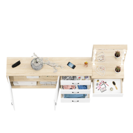 Косметический навесной столик с подсветкой и комод с ящиками и дверками 123-1604