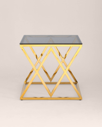 Журнальный стол ИНСИГНИЯ 55х55 (Стекло smoke/Сталь золото)