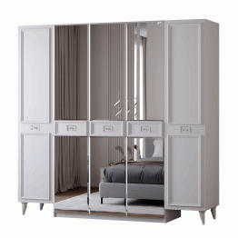 Шкаф в спальню 5-ти дверный Валенсия (серебро)