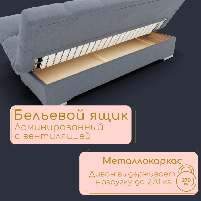 Диваны с ящиком для белья, Прямой диван Финка ППУ, велюр