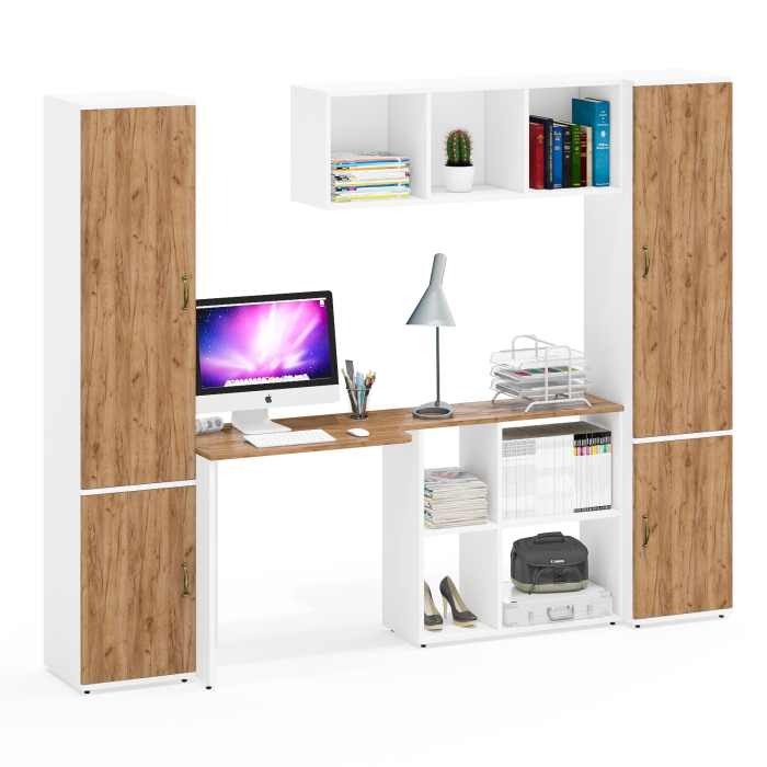 Домашние кабинеты, Два пенала серии Лидер-8 МД 22Б и МД 21Б и компьютерный рабочий стол с полкой для книг