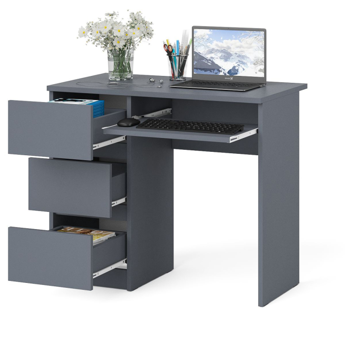 Детские столы, Стол компьютерный три ящика Мори МС-6 левый