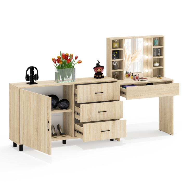 Туалетные столики, Столик туалетный с полочками и с подсветкой и комод 122-1504