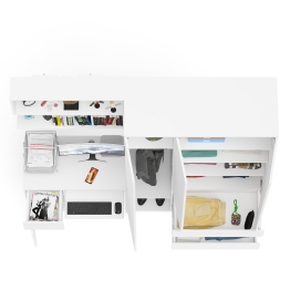 Широкий шкаф-комод Мори МШ1200.1 с письменным столом МС-1 левый и полкой на 900