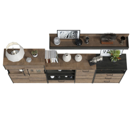 Комод с витриной с подсветкой с комодом с ящиком и дверкой и с комодом три ящика и ниша Трувор