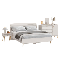 Двуспальная кровать 1600 Афина с тумбой-комодом и прикроватной тумбочкой