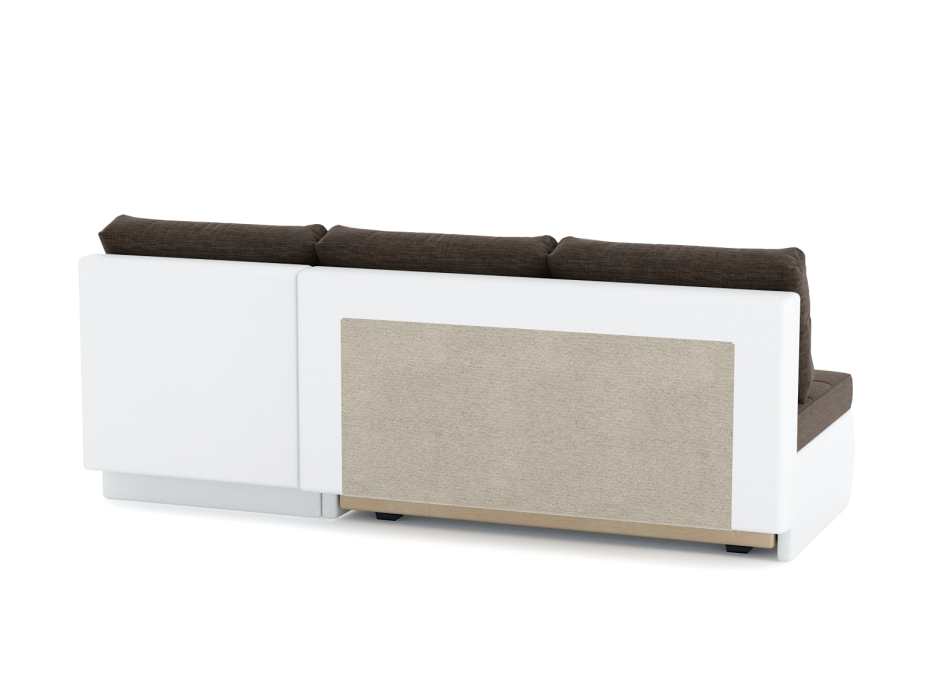 Диваны угловые в гостиную, Диван-кровать угловой Кормак без подлокотников, рогожка +кож.зам белый