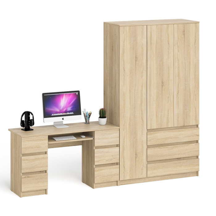 Компьютерные столы, Стол компьютерный 2-х тумбовый со шкафом-комодом МШ1200 Мори