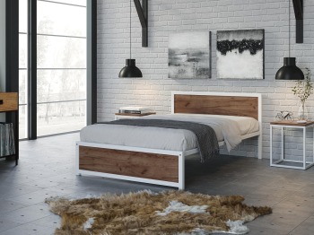 Кровать Титан Лофт 120 без ящиков (белый)