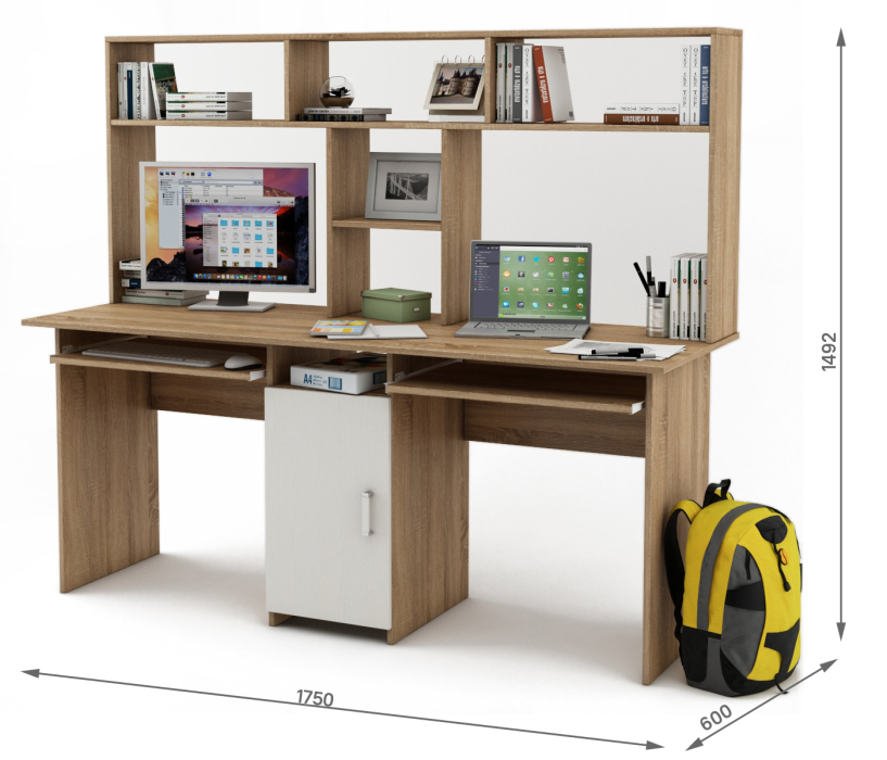 Прямые, Письменный стол Лайт-10К с надстройкой