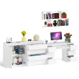 Стол для работы Мори МС-2 с книжной полкой на 1200 и комодом-тумбой МК1600.1