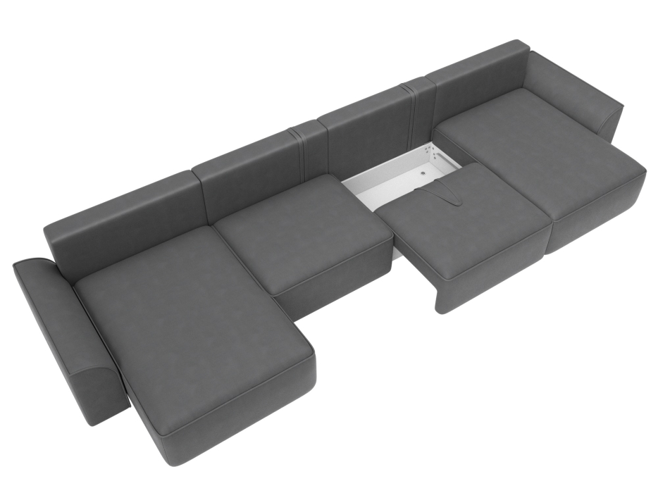 Диваны прямые со спальным местом, Диван п-образный Лига-048 НПБ лонг, замша JOLY