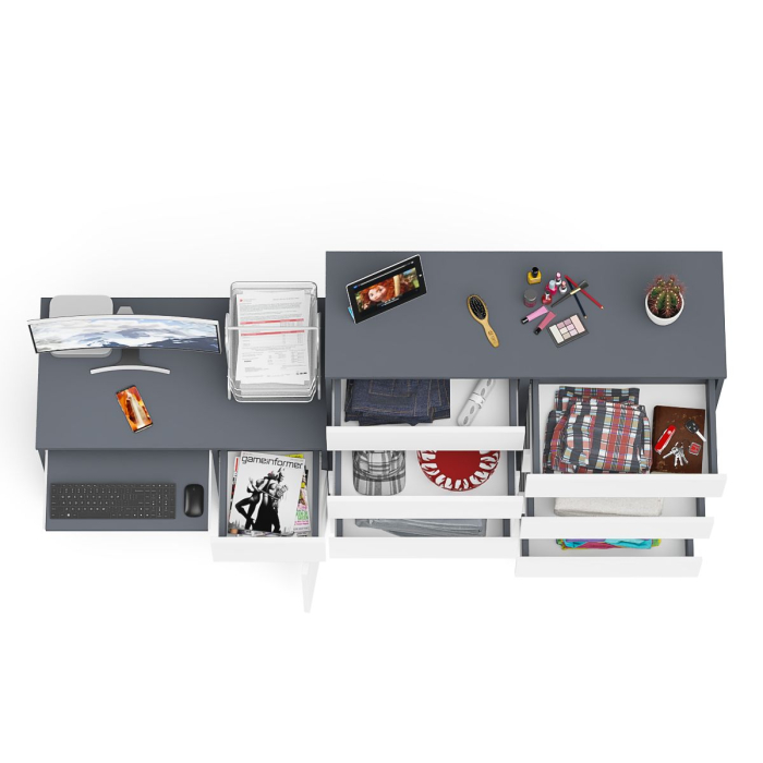 Компьютерные столы, Комод большой МК1200 10-ть ящиков Мори и стол компьютерный МС-1 правый