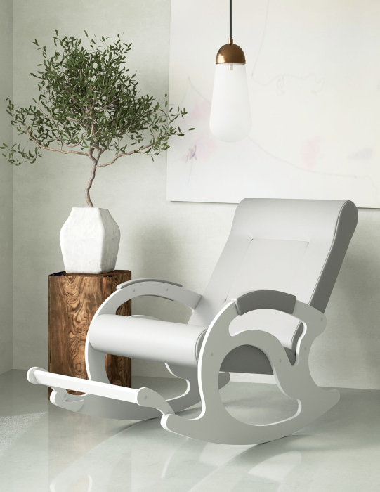 Кресла-качалки, Кресло-качалка Тироль - БЕЛЫЕ экокожа