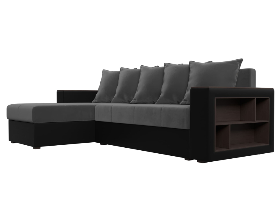 Диваны угловые в гостиную, Диван угловой Дубай Лайт, велюр/экокожа, левый угол