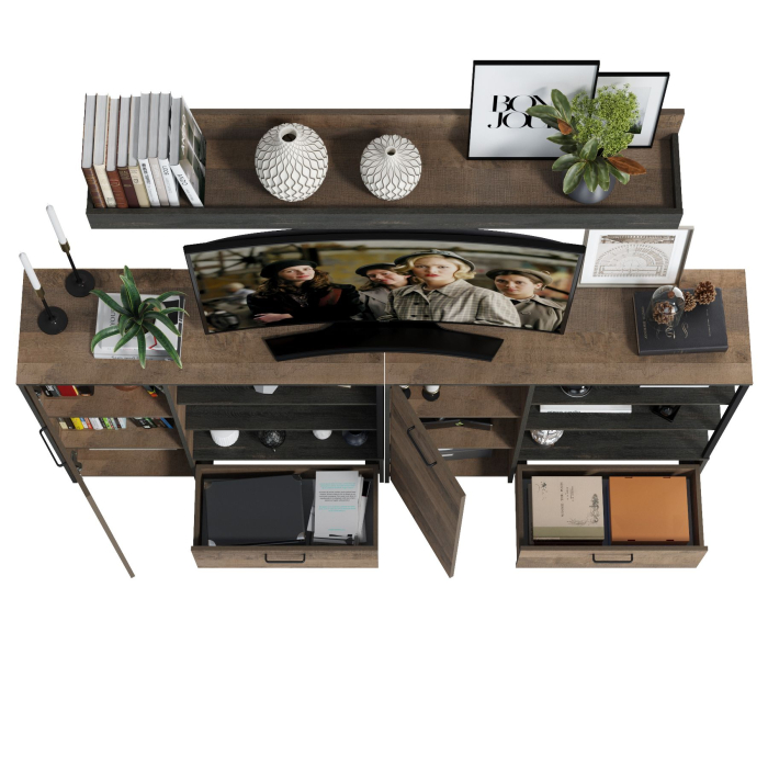 Стенки для гостиной, Два комода с дверками и ящиками и навесная полка Трувор