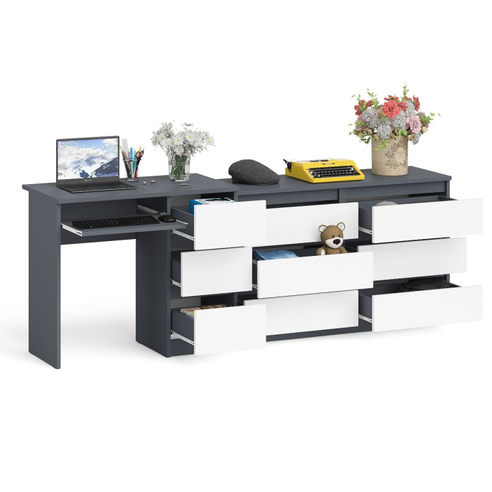 Домашние кабинеты, Комод Мори МК-1200 6 ящиков и компьютерный стол МС-6 три ящика справа