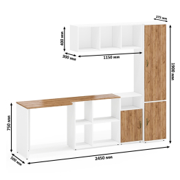 Место для работы и учёбы Лидер-8 из стола с  полкой и тумбы с пеналом МД 21Б