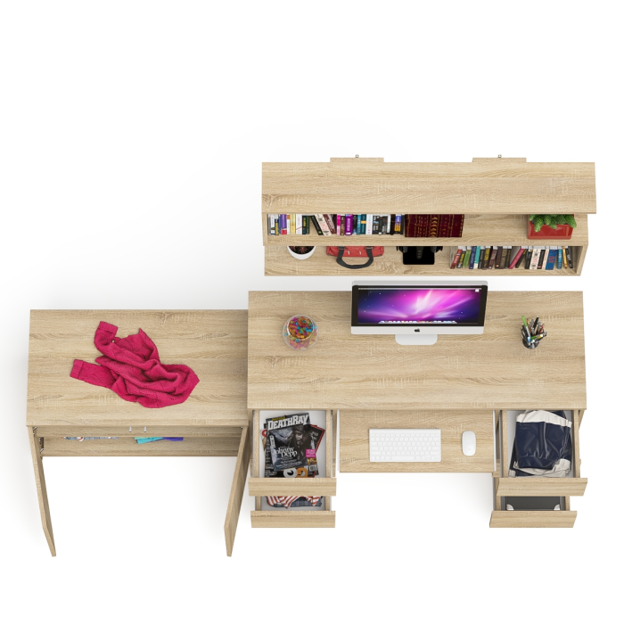 Домашние кабинеты, Стол компьютерный Мори МС-2 с верхней полкой и тумбой МА900.1